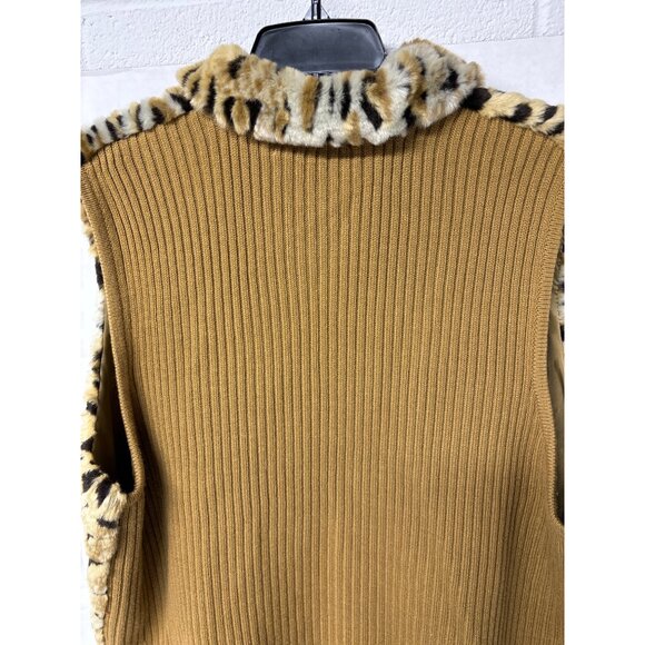 Mercer Street Studio Womens 3X Faux Fur Ribbed Knit Vest Leopard Print Classy - Picture 4 of 8